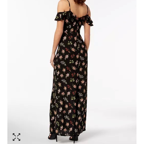 B Darlin Black Floral Off Shoulder Maxi Dress Juniors Size 5/6 Homecoming HOCO - Picture 2 of 8